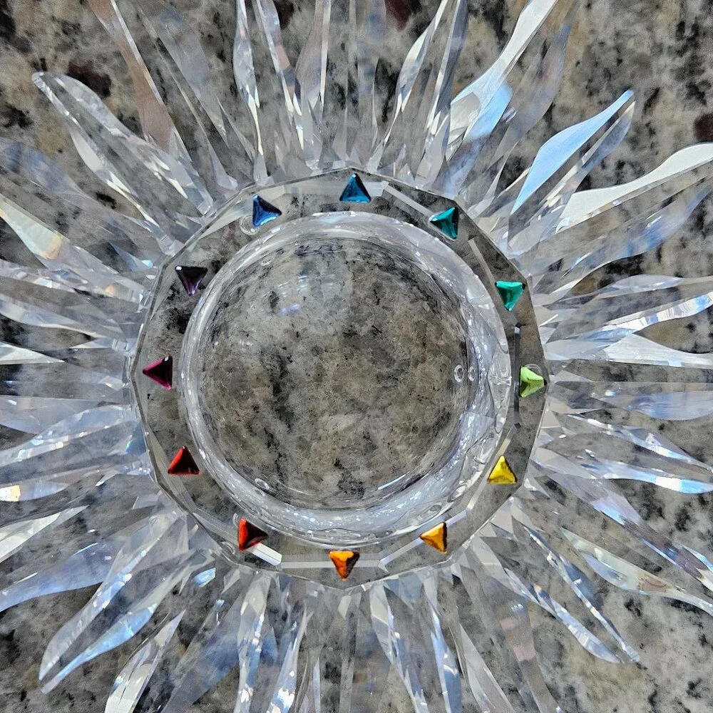 RARE VINTAGE SWAROVSKI CRYSTAL SOLARIS SUN STAR TAPER CANDLEHOLDER ORIGINAL BOX